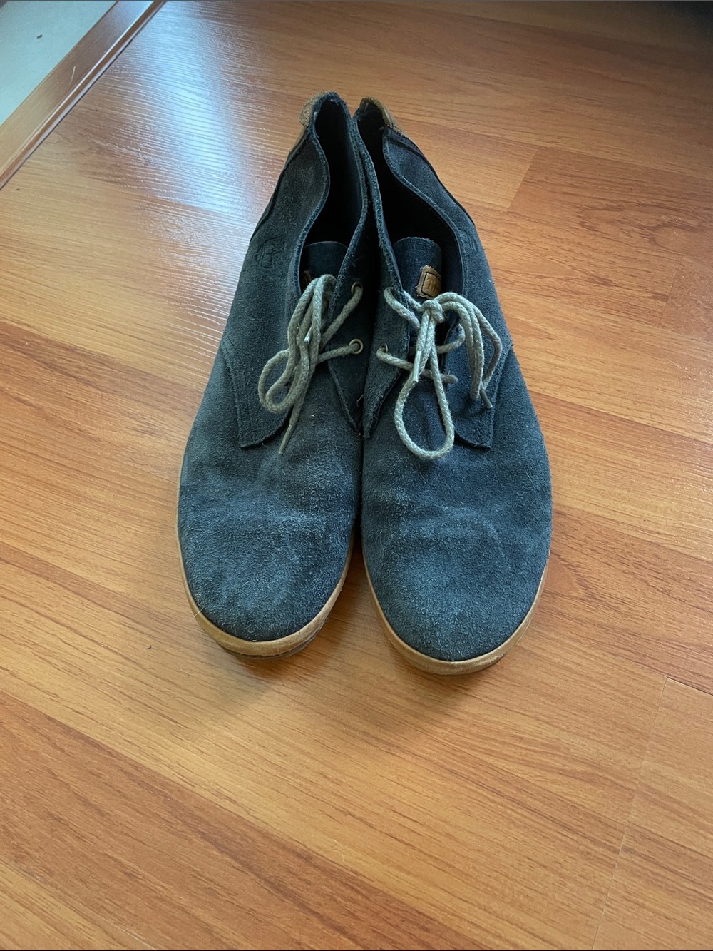 Timberland blue Suede Lace-Up Desert Boots with Tan Heel Tab